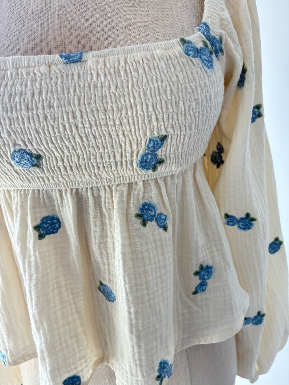 Altar'd State Women's Olivia Cream Embroidered Babydoll Cotton Blouse - Picture 4 of 9
